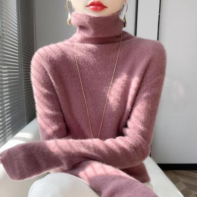 Women's Long Sleeve Turtleneck Sweater Casual Knit Pullover Top Solid Color Warm Winter Base Layer