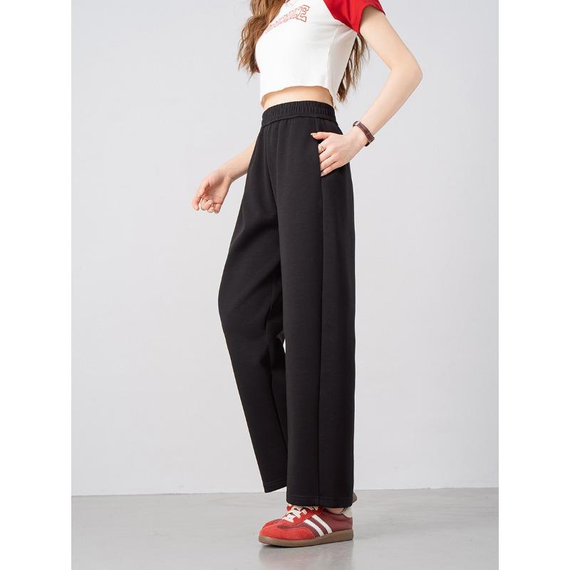 

New summer narrow wide-leg pants women s summer ice silk sunscreen pants banana pants small pants women s casual pants tide M чёрный