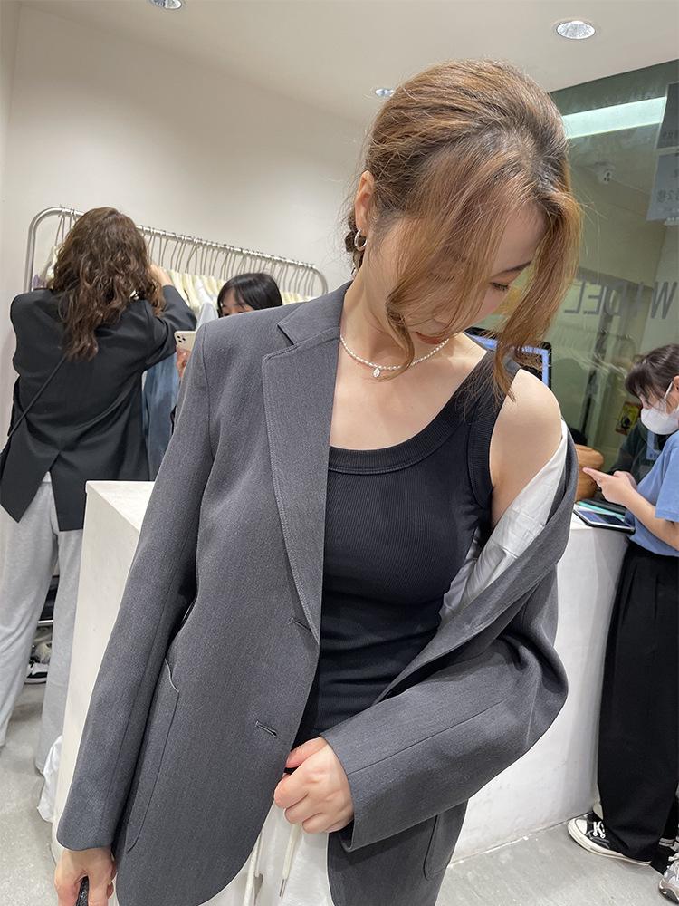 Women's Ribbed Cotton Slim Fit Wide Shoulder Tank Top - Anti-Exposure Summer Base Layer