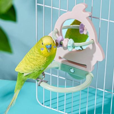 Interaktiver kleiner Vogel Langeweile vertreiben Spiegelspielzeug Papagei Zähne schleifen Standstange Ständer Nagen Vogelspielzeug Vogelkäfig Zubehör
