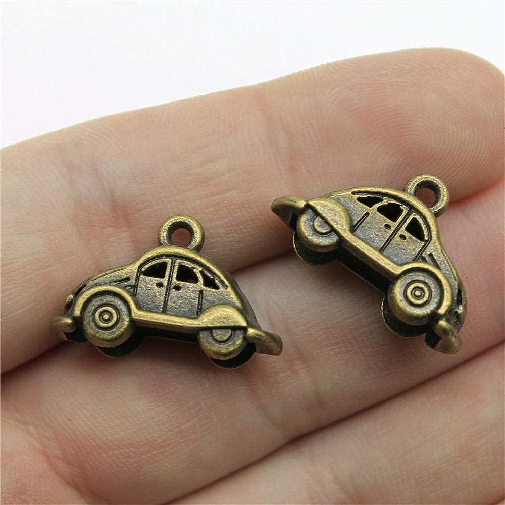 10pcs 23x15mm 2 Colors Antique Silver Color Antique Bronze Color 3D Car Charms Handmade Jewelry Making Accessories