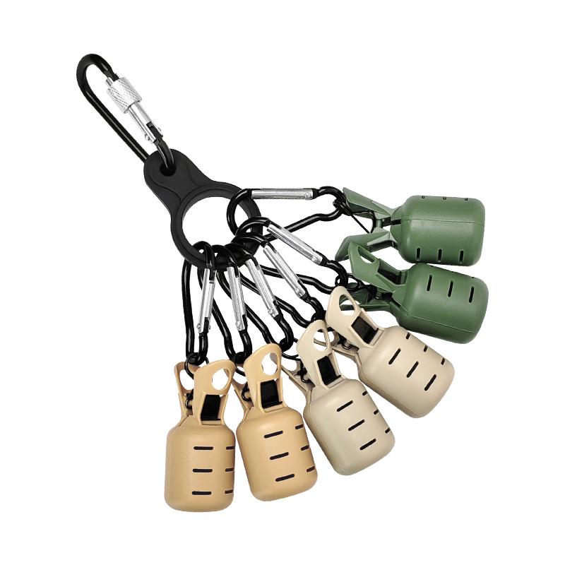 Neues Tintenfisch-Jig-Köder-Schutzset mit 6 Stück Webfoot Octopus Egi-Hakenabdeckung Tintenfisch-Regenschirm-Köderkappe mit Karabiner-Angelgerät