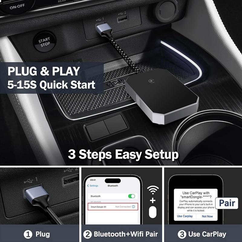 A16P-Wireless Carplay Adapter Carplay Wireless Adapter Convert Wired To Wireless 2024 Upgrade Plug & Play