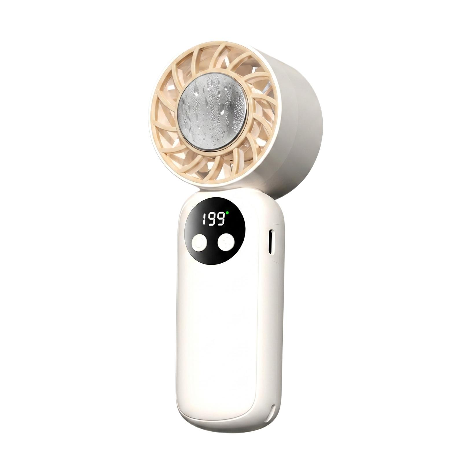 

Portable Handheld Fan with Digital Display Long Battery Life Quiet Operation USB Rechargeable Compact Size for Outdoor Travel and Office Use ONE SIZE білий