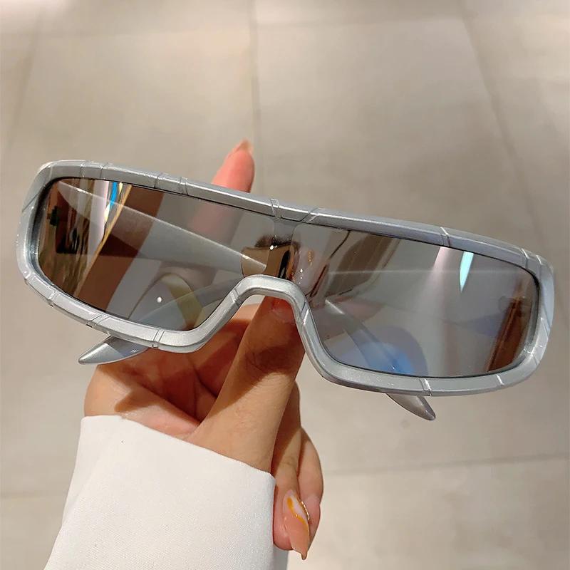 Monoblock Sunglasses Men Stylish New Punk Futuristic Outdoor Goggle Shades Trendy Wrapped Round Uv400 Eyewear