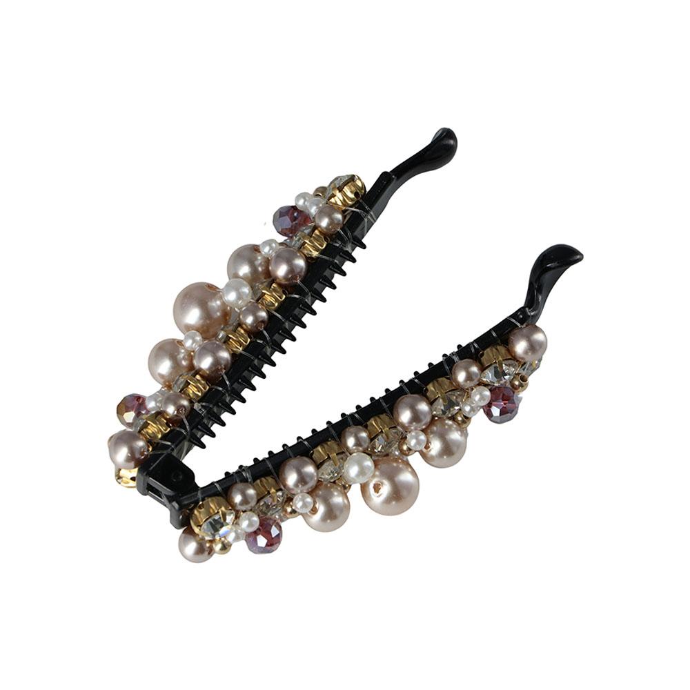 New Fashion Girls Hairpins Women Geometric Pearl Banana Clips Vertical Clip Hair Crabs Hair Claws