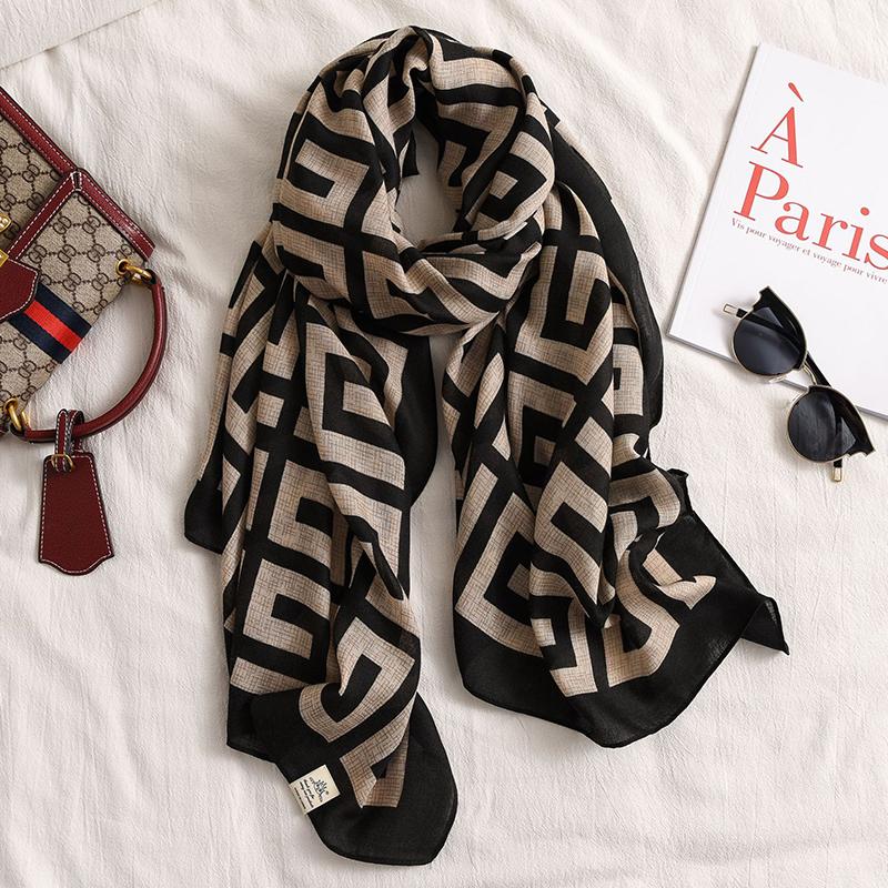 

New Plaid Cotton Pashmina Shawl Lady Wrap Warm Winter Scarves Autumn Design Print Female Foulard Beach Stoles Luxury Hijab 80X180cm хакі