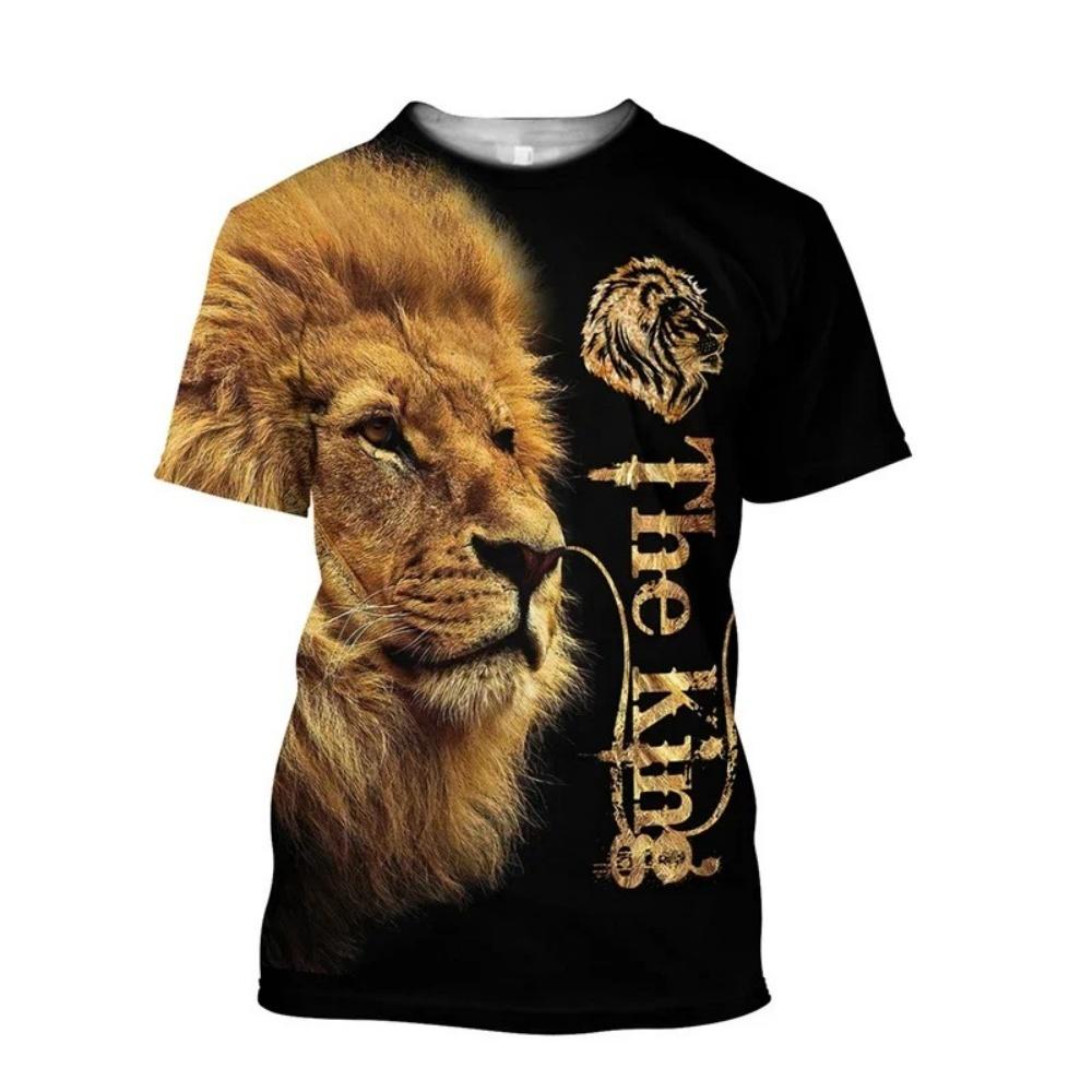 Summer Men's T-Shirt Christ Jesus Cross Lion 3D Print Tees Top Hip Hop Loose Short Sleeve Streetwear Vintage Oversized Women T-shirt