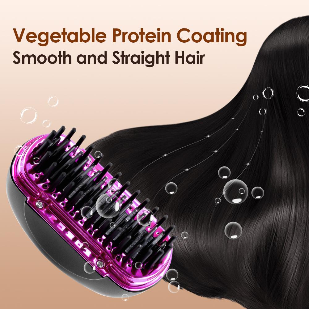 Portable Wireless Electric Straightening Comb Rechargeable Hair Straightener Brush Fast Heating Comb for Hair Smooth Styling