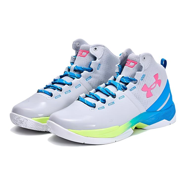 Under Armour Curry 2 Retro TD Splash Party Baby Sneakers Grey Halo-Gray Electric-Blue 3026307-100