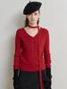 Leuiel Tie V-Neck Knit Cardigan_Red