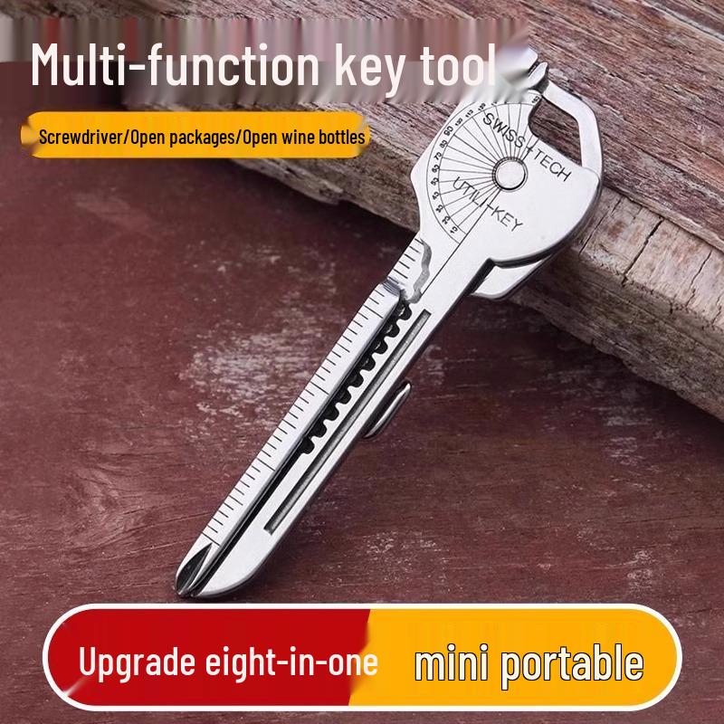 **Eight-in-One Multifunctional Keychain Tool with Knife and Screwdriver**