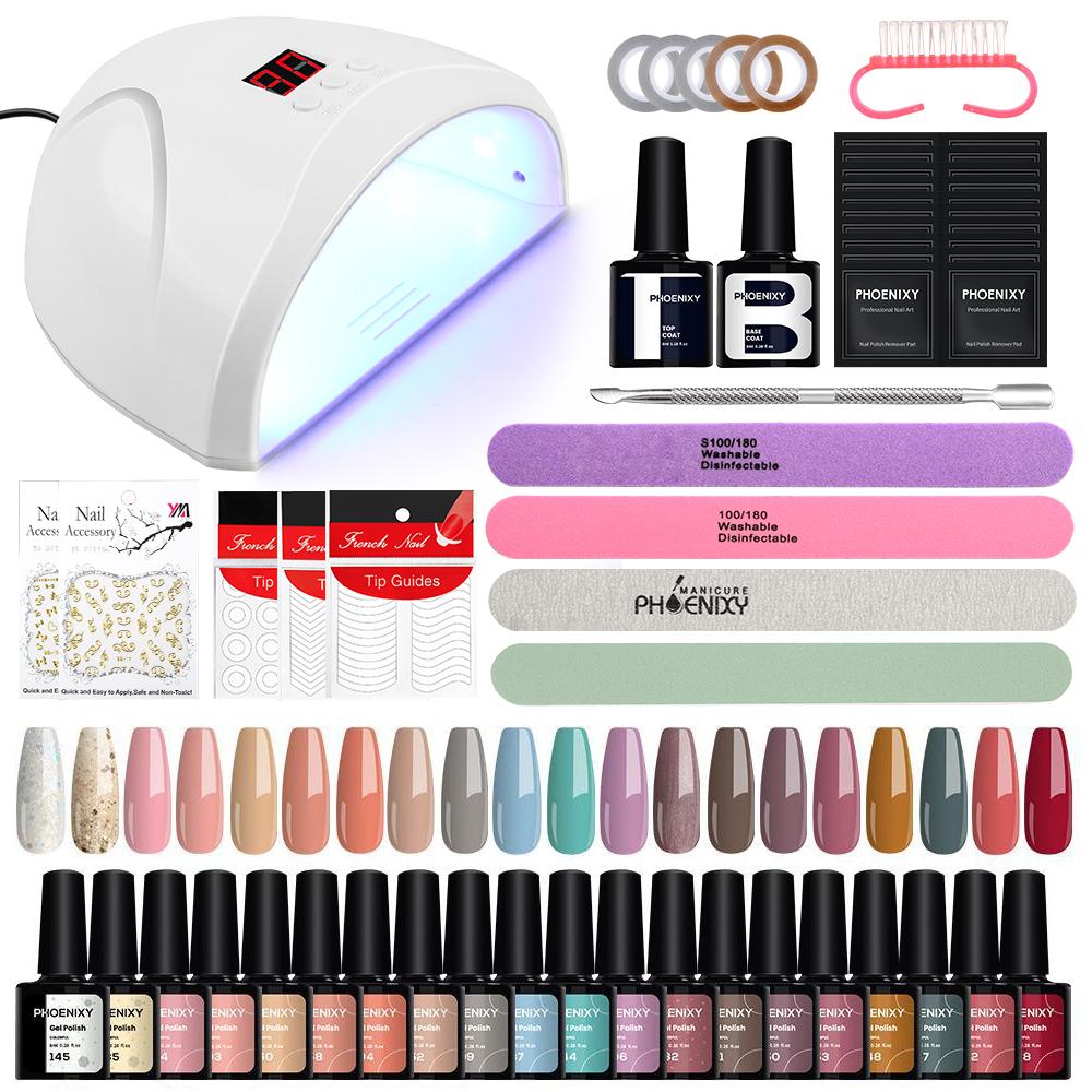 PHOENIXY Professional Nail Polish Gel Set Manicure Set with 36W Nail Lamp Full Set of Nail Tools for Nail Art Design