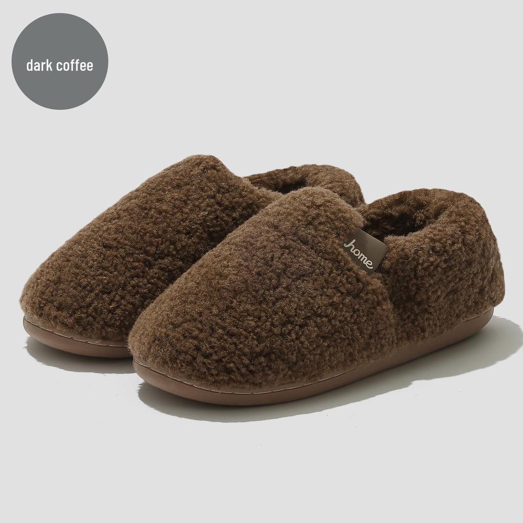 Women's Plush Cotton Non-Slip Indoor Slippers - Warm, Thick Fleece, Closed-Heel for Autumn & Winter, Men's Sizes Available.