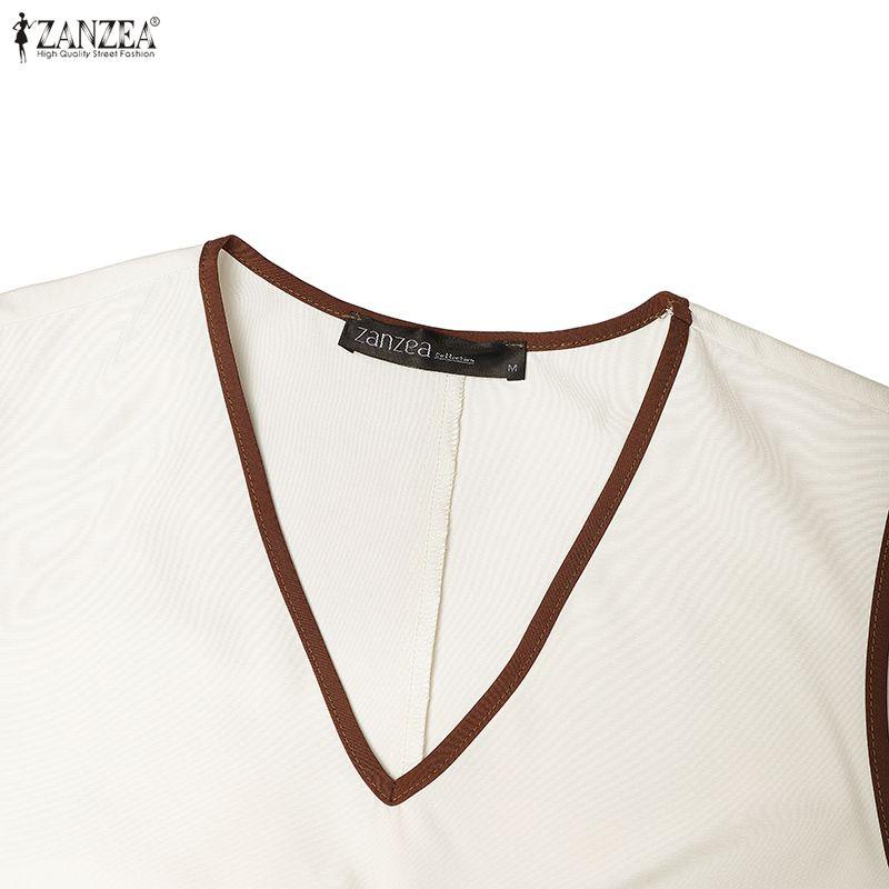 ZANZEA Women Elegant V-Neck Loose Casual Sleeveless Long Dress