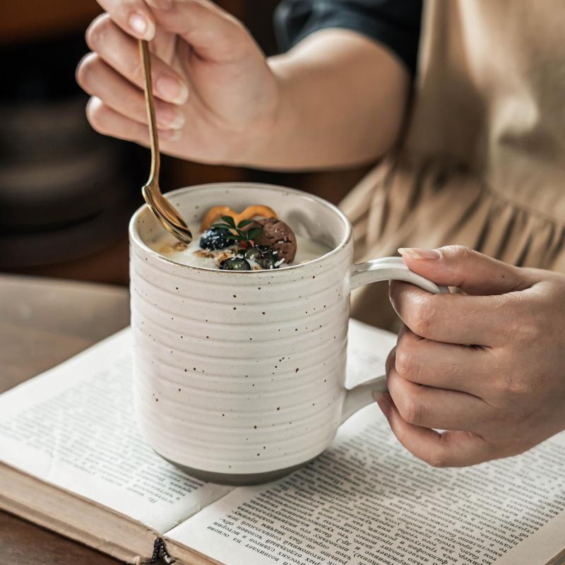 Large Mug, Japanese Ceramic Cup, Breakfast Cup, Household Water Cup, Milk Cup, Restaurant Old Coffee Cup, Dessert Cup