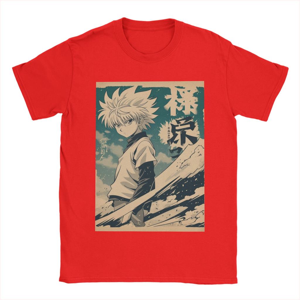 Funny Killua Vintage Warned Poster Hunter X Hunter Tshirts For Unisex Pure Cotton T Shirt Short Sleeve Tee Shirt Printed Clothing
