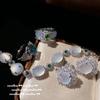 White Chalcedony Flower Zircon Bracelet Ring Set Elegant Floral Jewelry Women Men New Chinese Style