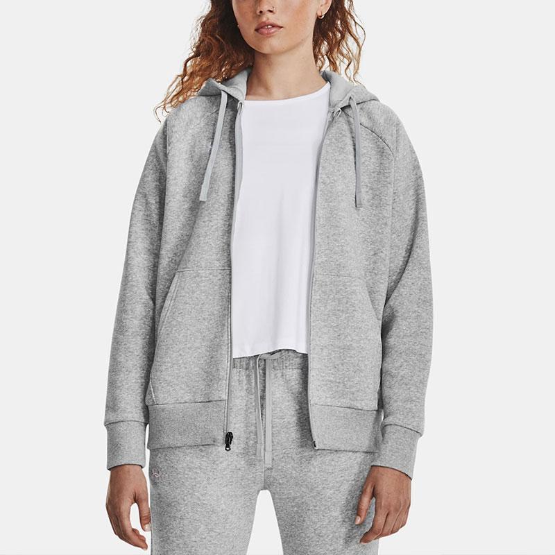 Under Armour Rival Fleece Full-Zip Hoodie Women Hoodies Gray 1379497-012