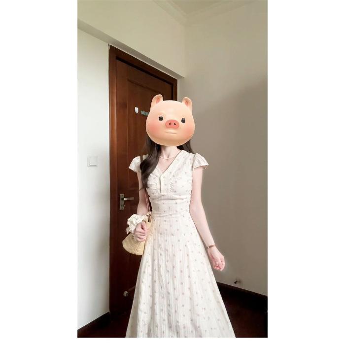 2026 new summer waist thin lace temperament dress women s college style waist thin floral princess dress S