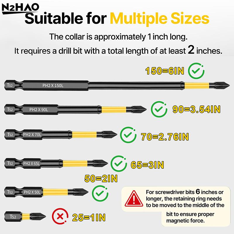 Magnetic Screw Ring, 1/4 Inch (6.35mm) Hex Screwdriver Head Magnetic Ring, Universal Bit Magnetizer With Dual-Layer Enhanced
