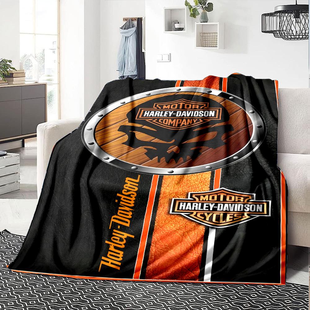 1pc Harley-Davidson Blanket, Gift, for Men and Women, Soft Blanket, Good for Sofa Bed Couch Travel, Lightweight Flannel Blanket