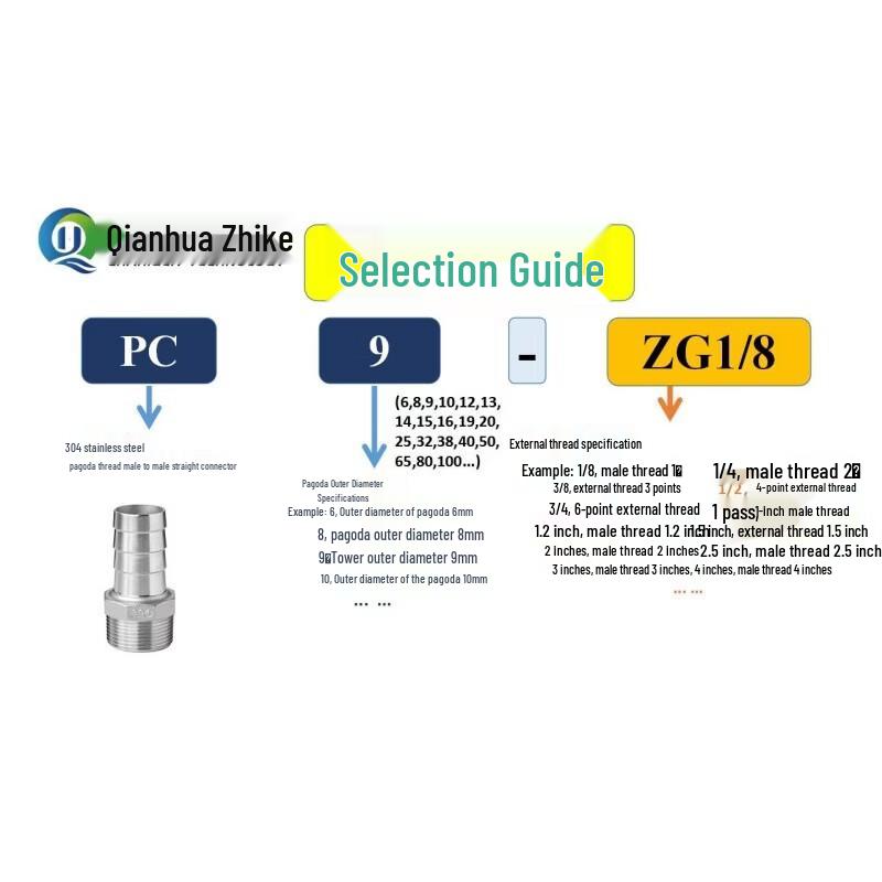 304 Stainless Steel Hose Barb to Male Thread Connector