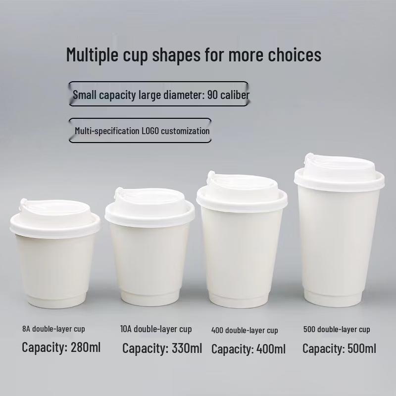 Xihé 10oz Double-Layer Disposable Paper Cups with Lids