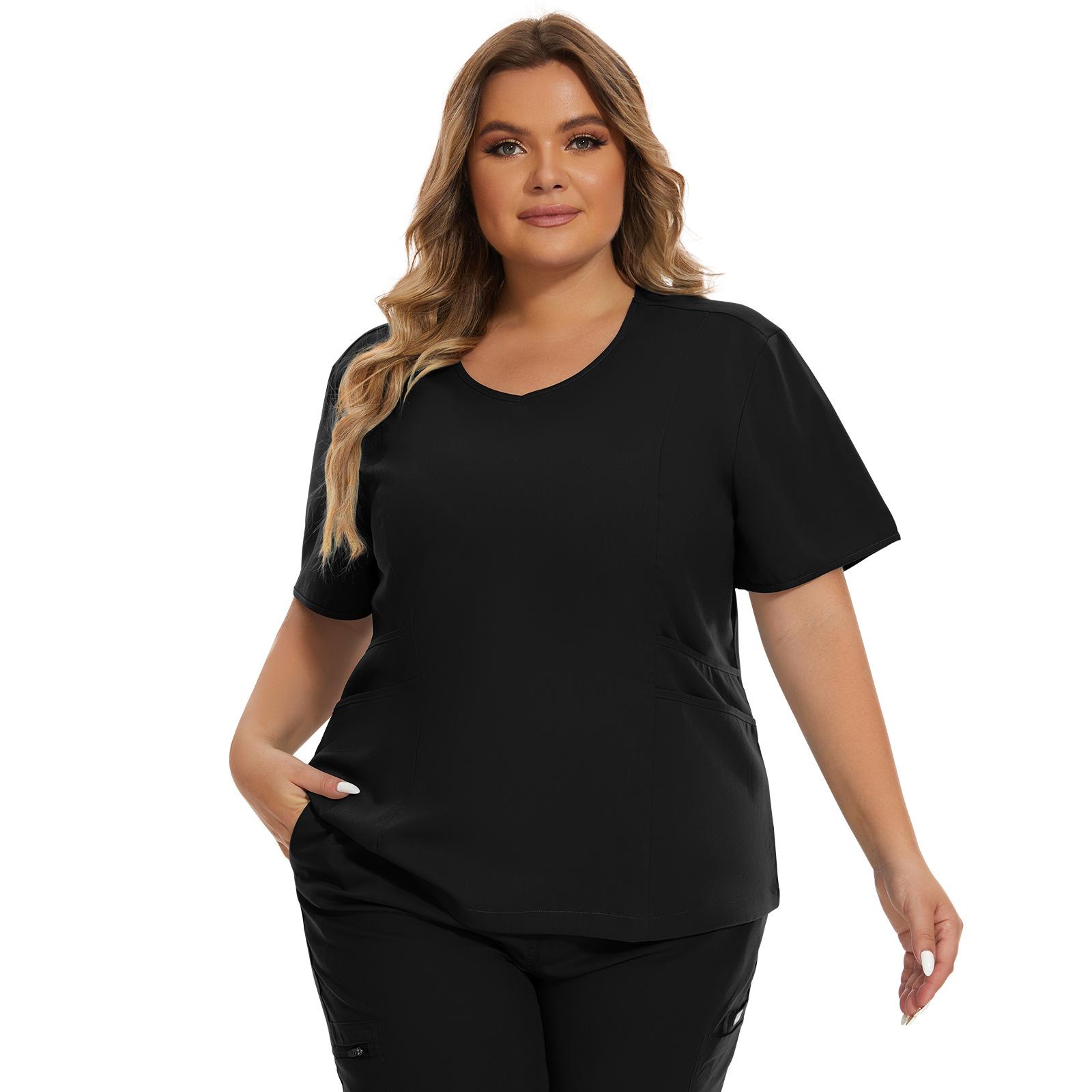 

Женская униформа больших размеров для врачей и медсестер в однотонном топе и брюках XS чёрный