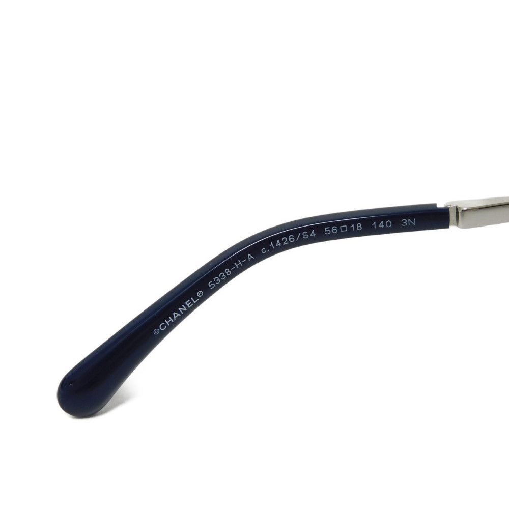Used 10097 Fox Shape Eyewear 5338-HA c.1426/S4 7968 CC Mark Faux Pearl COCO Mark Acetate Navy Women's from Japan
