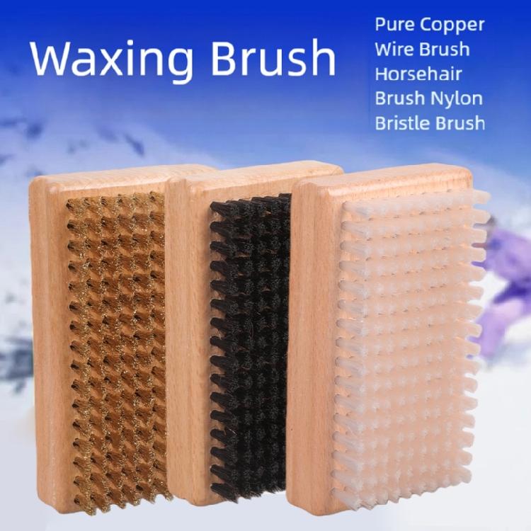 Wood Handle Metal/Nylon/Horsehair Ski Waxing Brush Snowboard Wax Brush Replacement Snowboard Maintenance Cleaning Tool