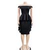 X6293 Fashion Women's Solid Color Sleeveless Ruffle Short Dress