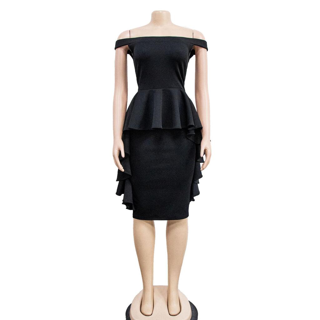 X6293 Fashion Women's Solid Color Sleeveless Ruffle Short Dress