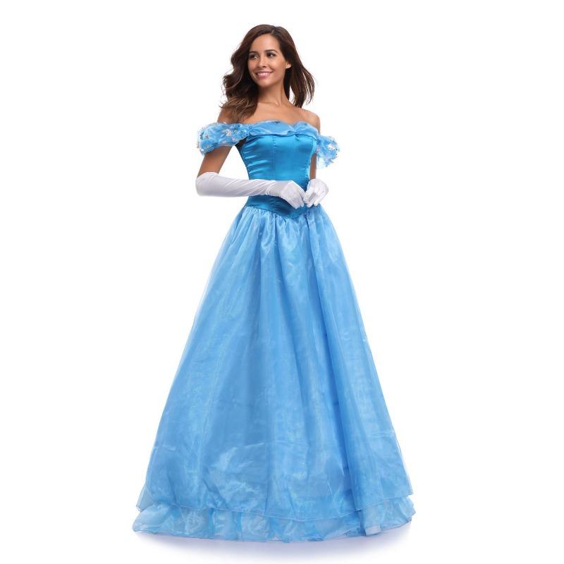 New game uniform cosplay Cinderella costume blue princess costume Halloween queen costume