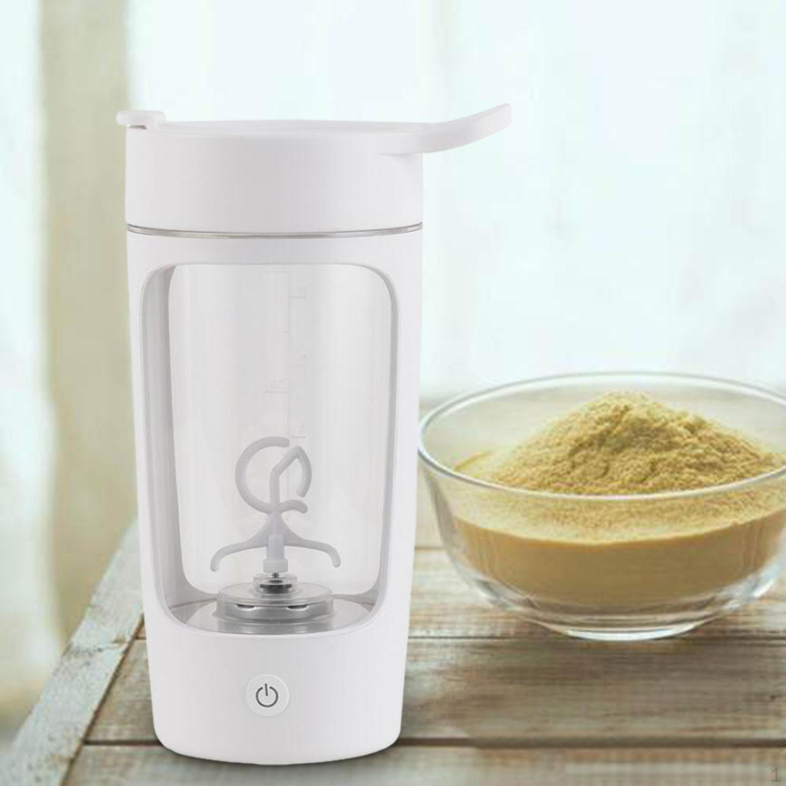 

Электрический шейкер 650 мл, бутылка, самосмешивающийся протеиновый миксер для спорта, офиса, путешествий белый