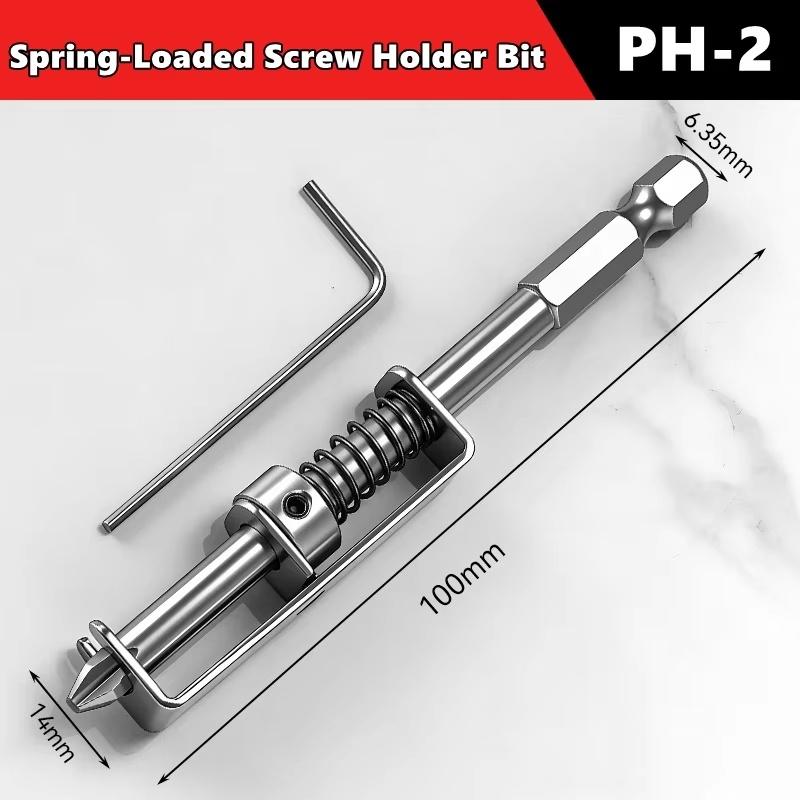 

Spring Loaded Screw Holder Bit,Screw Gripper Tool Universal Anti-drop Screwdriver Bit Screws Retaining Holders Clamp Fixing Set (Silver,1pc) срібний