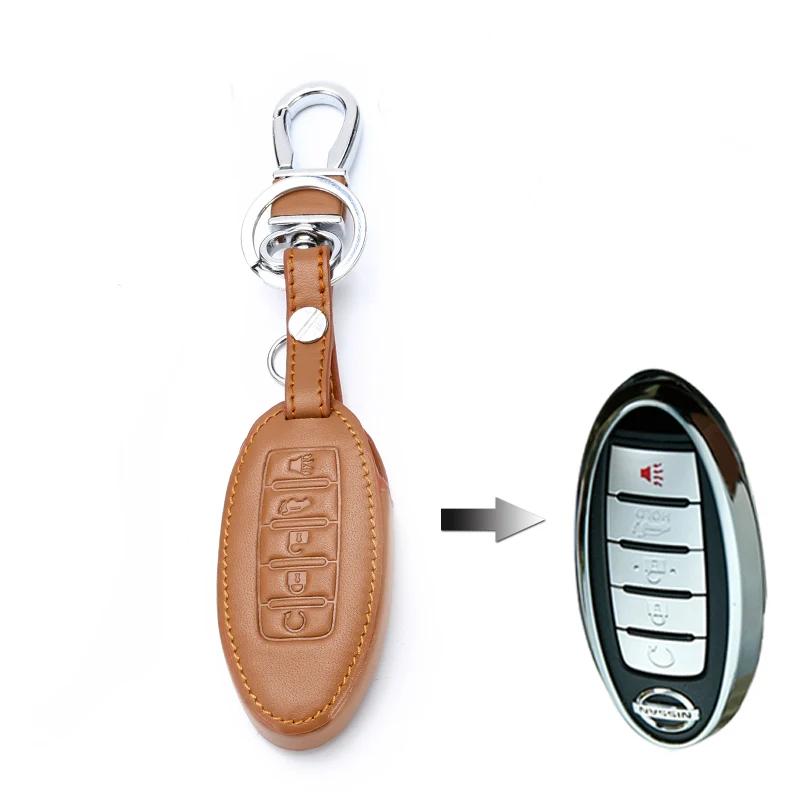 Car Key Cover Keychain Case For Nissan Teana X-Trail Murano March Geniss Qashqai Livina Sylphy Sunny Juke Almera Leather