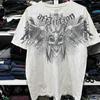 2024 New White Devil Wings Loose Fit Crew Neck T-Shirt