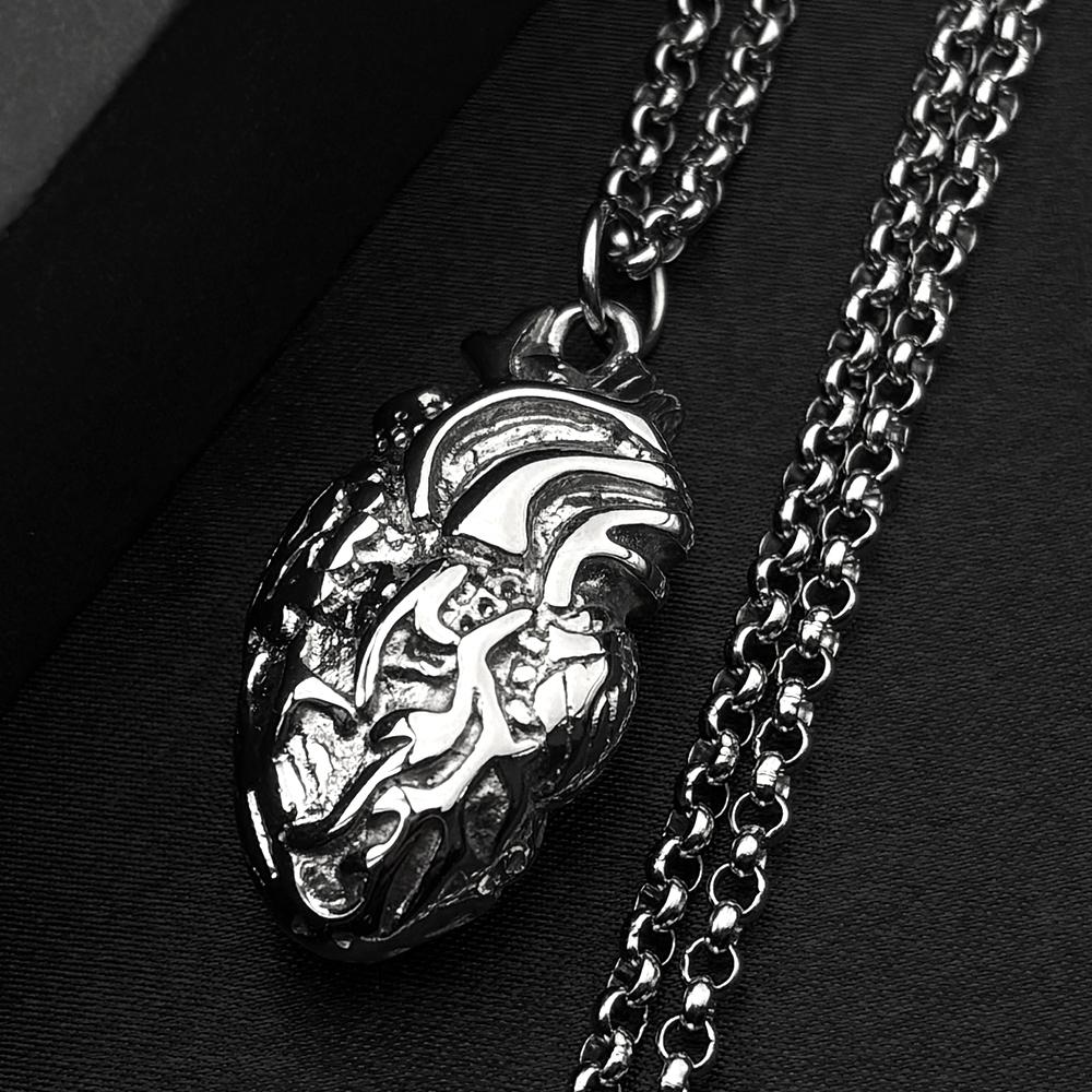 Human Heart Organ One Side Vivid Pendant Necklace Stainless Steel Chain Punk Party Women Men Doctors Nurses Jewelry Gift