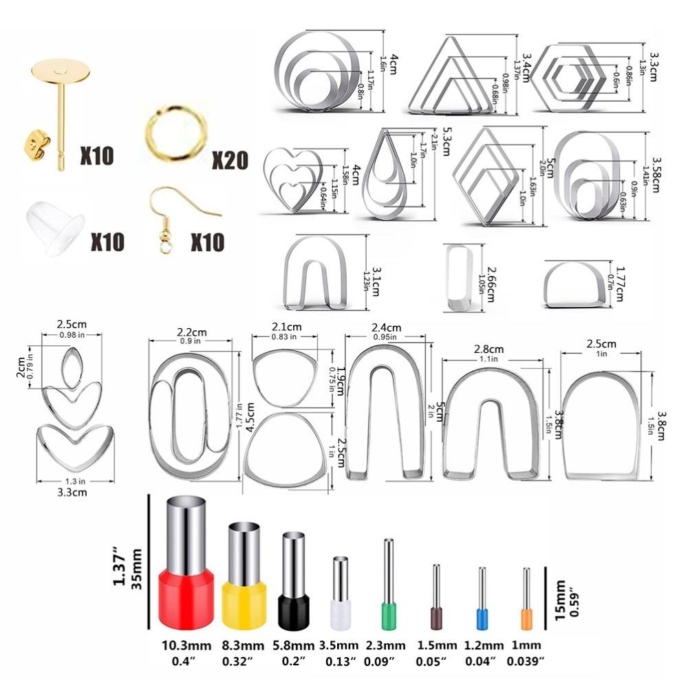 126Pcs Polymer Clay Use Earring Cutter Geometric Shape Craft Mold Jewelry Tool  Jewelry Making