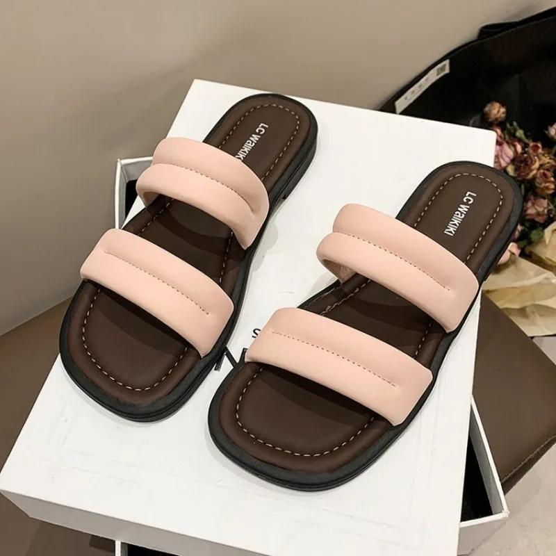 Fashion Summer Fashion Slip-on Casual Outdoor Beach Women Flip Flops Designer New Soft Bottom Leather Women's Slippers Shoes