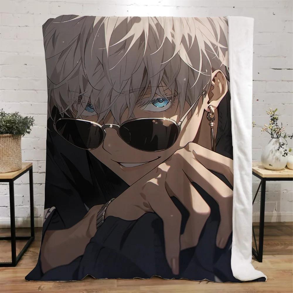 Jujutsu Kaisen-Gojo Satoru Fleecedecke Groß Luxuriöse Decken und Überwürfe Strandtuch Bettüberwurf Mikrofaser Bettwäsche Flauschig Kariert