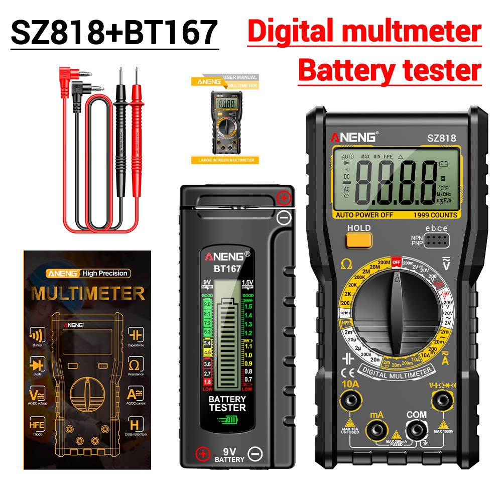 Multifunctional ANENG SZ818 Digital Multimeter High Precision AC/DC Voltage Current 1000V10A NCV Capacitance HFE Tester with Free BT167 Battery Tester