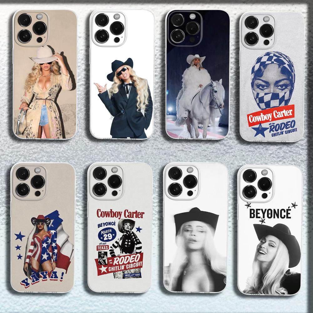 Singer B-Beyonce Cowboy Phone Case For iPhone 16,15,14,13,12,11 Plus,Pro,Max,XR,XS,X,Plus,SE,Mini Transparent Soft Cover