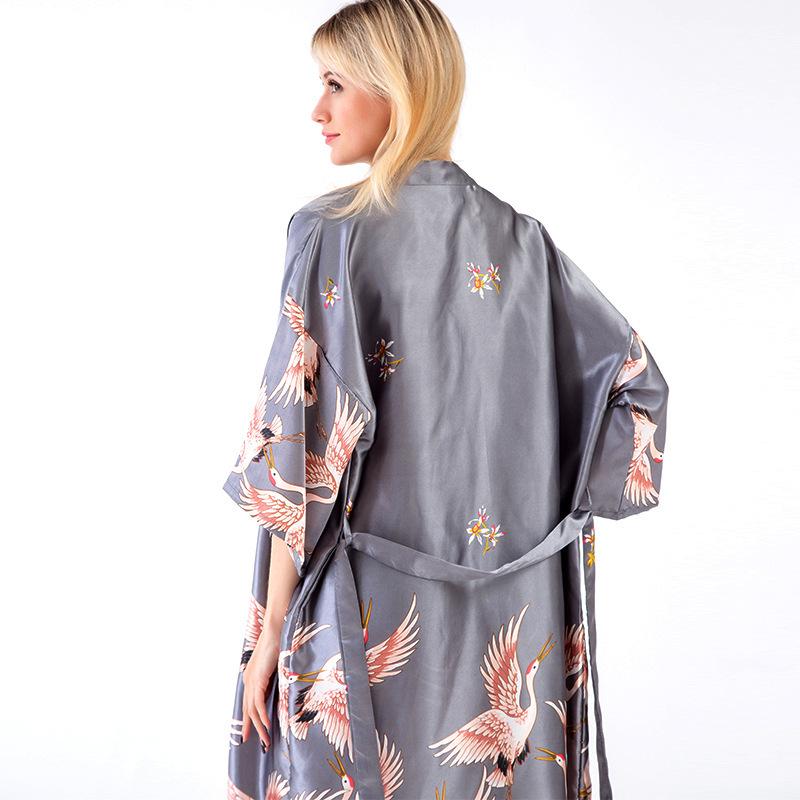 Pajamas Women's Summer Sexy Ladies Ice Silk Nightgown Medium Sleeve Large Size Bathrobe Silk Bridal Morning Gown