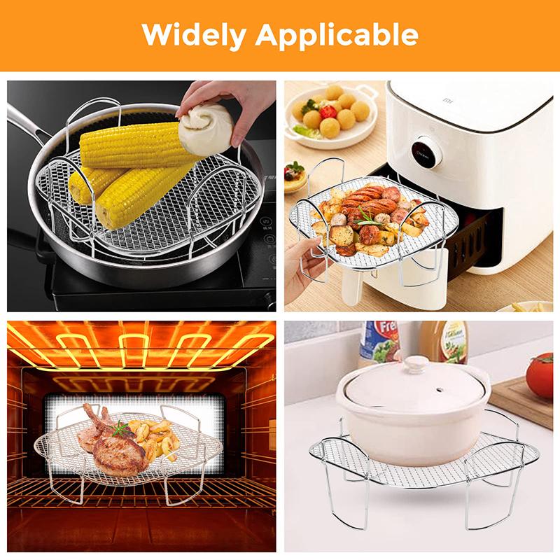 8 Inch Square Air Fryer Rack BBQ Grill Holder Vegetable Fruit Dehydrator Rack Air Fryer Baket Accessories for Ninja Foodi