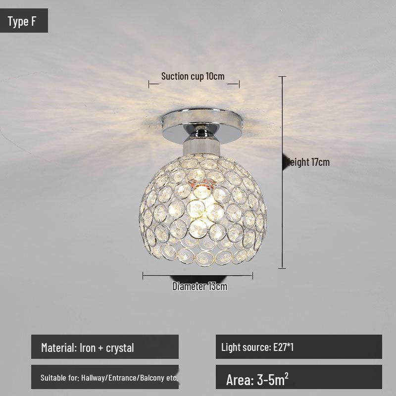 Nordic Minimalist Crystal Ceiling Light for Entrance, Foyer, or Balcony