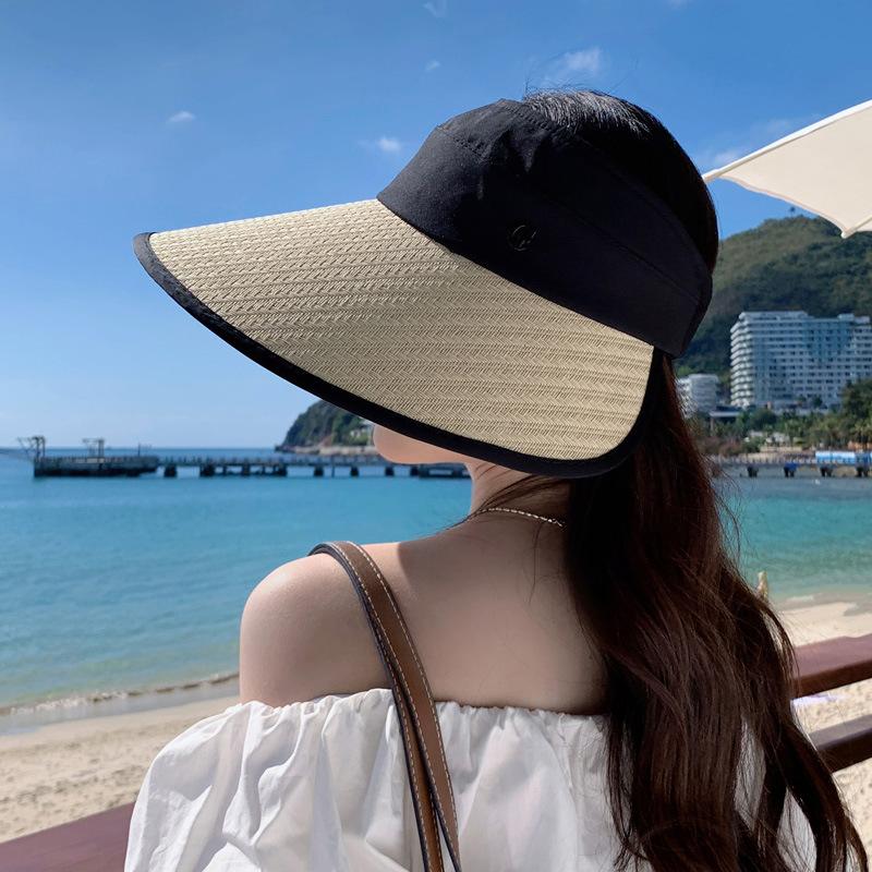 Women Visor Hats for Summer Roll Up Sun Visor Travel Straw Hats Foldable Sun Hats for Women UV Protection