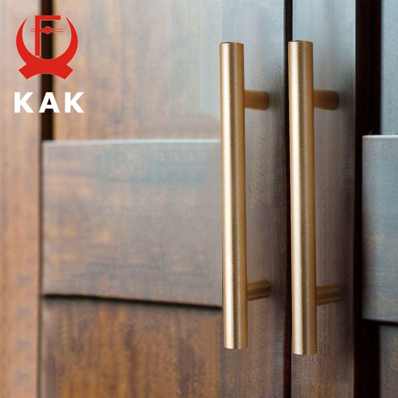 KAK 10PCS Brushed Gold Kitchen Door Handles Stainless Steel Straight Cupboard Handles Knobs Cabinet Pull Furniture Handle