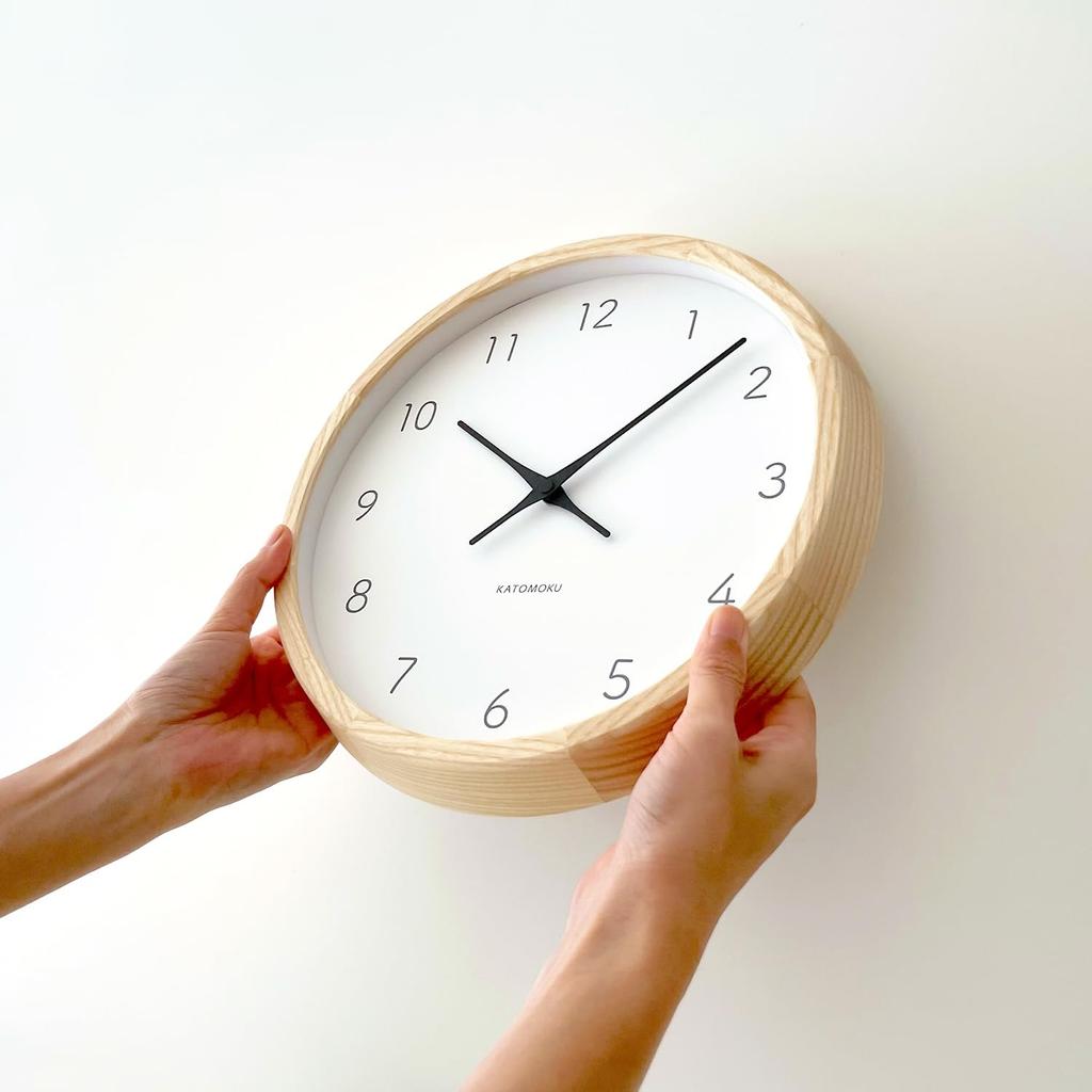 KATOMOKU Muku Clock 7 Natural Wall Continuous Second Diameter km-60NARC Clock, Hand, 30.0cm (Radio-Controlled Clock)